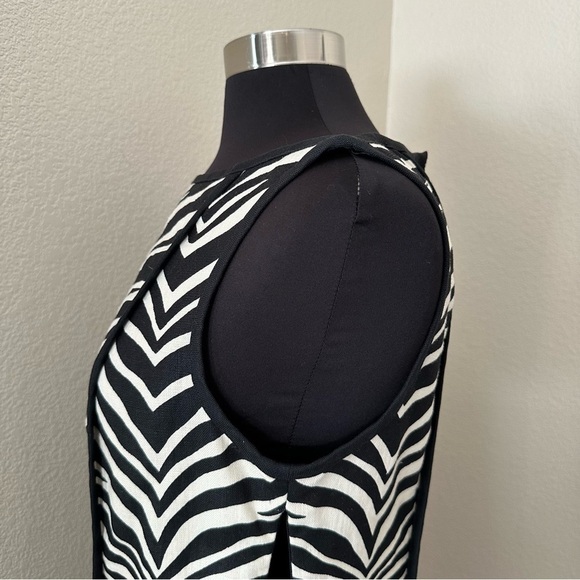 J. Crew Zebra Print Linen Sleeveless Black Cream Mini Dress Size 8 - Picture 6 of 14